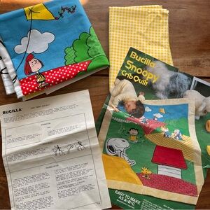 Vintage Deadstock Snoopy Sew Your Own Crib Quilt Set Sewing Kit Peanuts